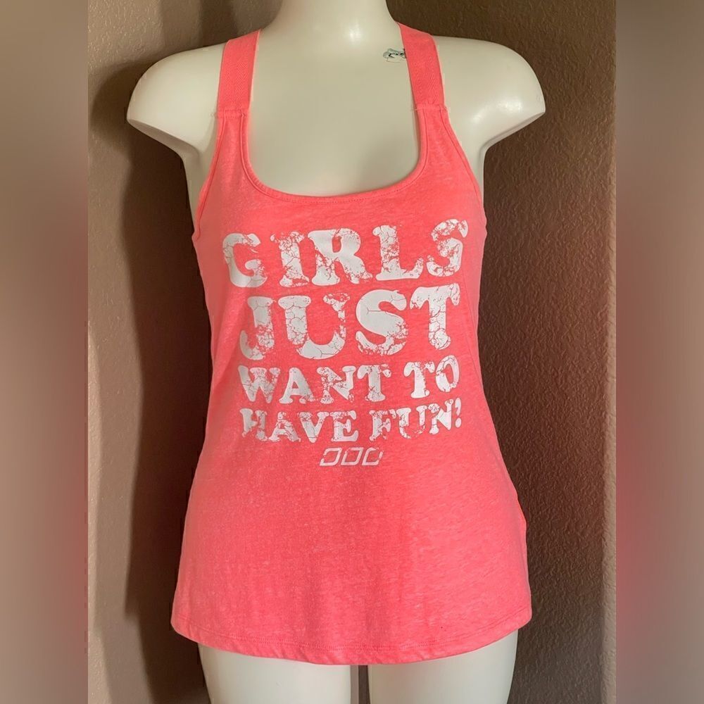 Lorna Jane girls just want to have fun racerback tank mesh back size M